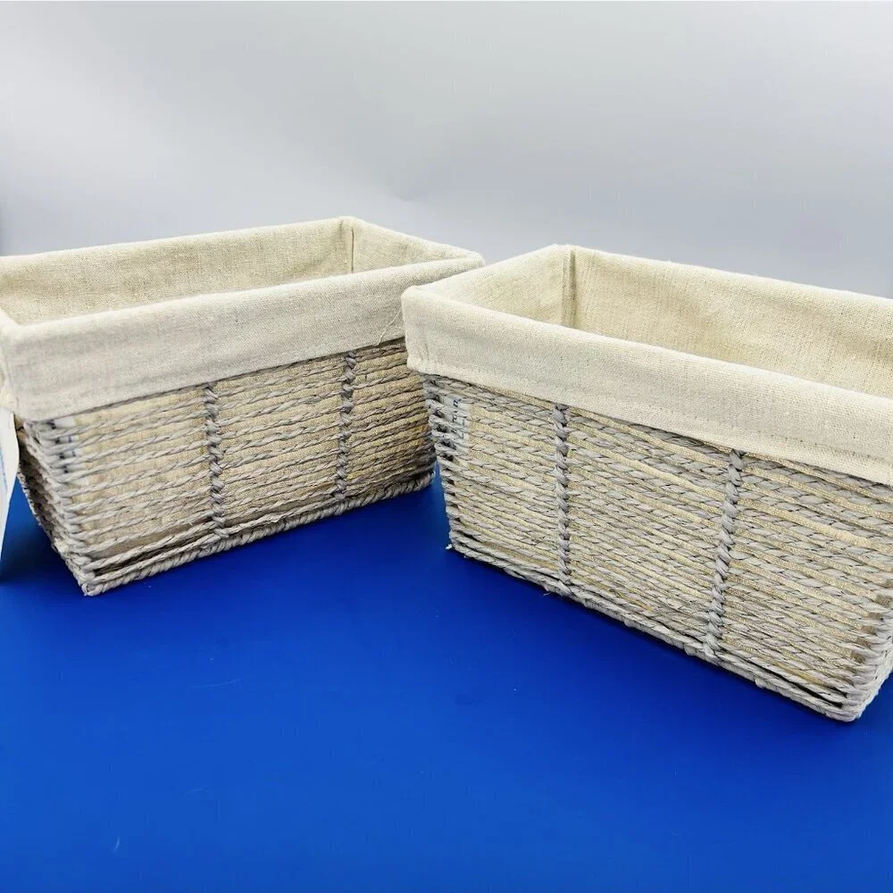 Brightroom Paper Rope Bin Storage 10L x 6W x 6H Set of 2 NEW